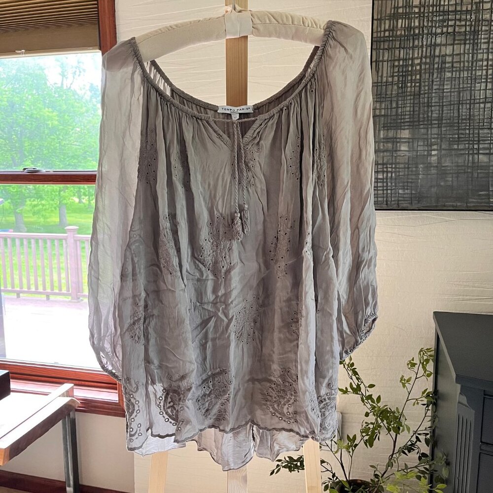 Tempo Paris Made in Italy Sheer Boho Blouse